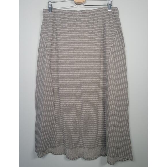 NWT J. Jill Womens M Cotton Maxi Skirt Striped Elastic Waist Brown - Picture 1 of 9